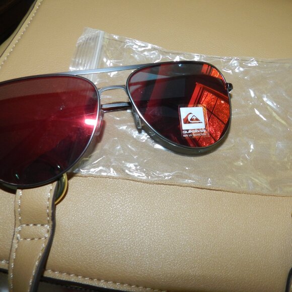 QUIKSILVER Aviator🕶Sunglasses Red Lens GunMetal Frame QS4000OP 033🆕📦⌚🏃💨⚡🚚 - Picture 8 of 16